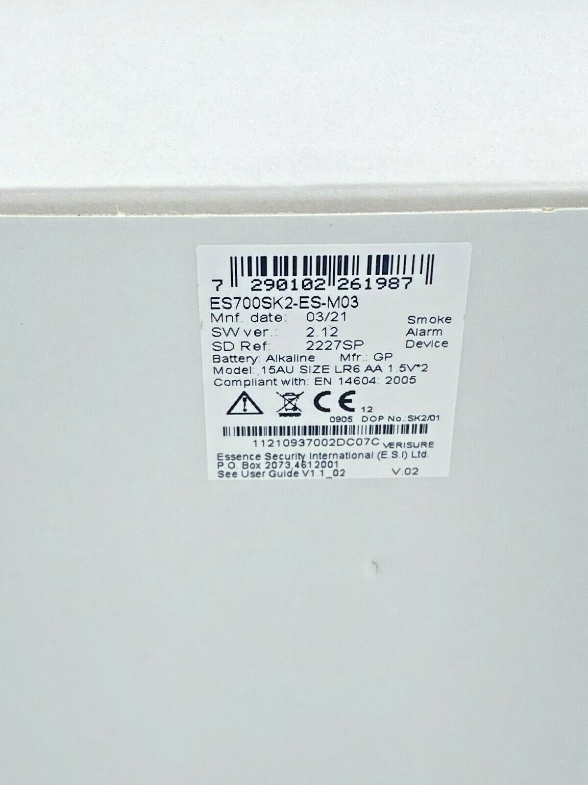 Détecteur fumée connecté DAAF Alarme Verisure New version 2021 ES700SK2-ES-M03