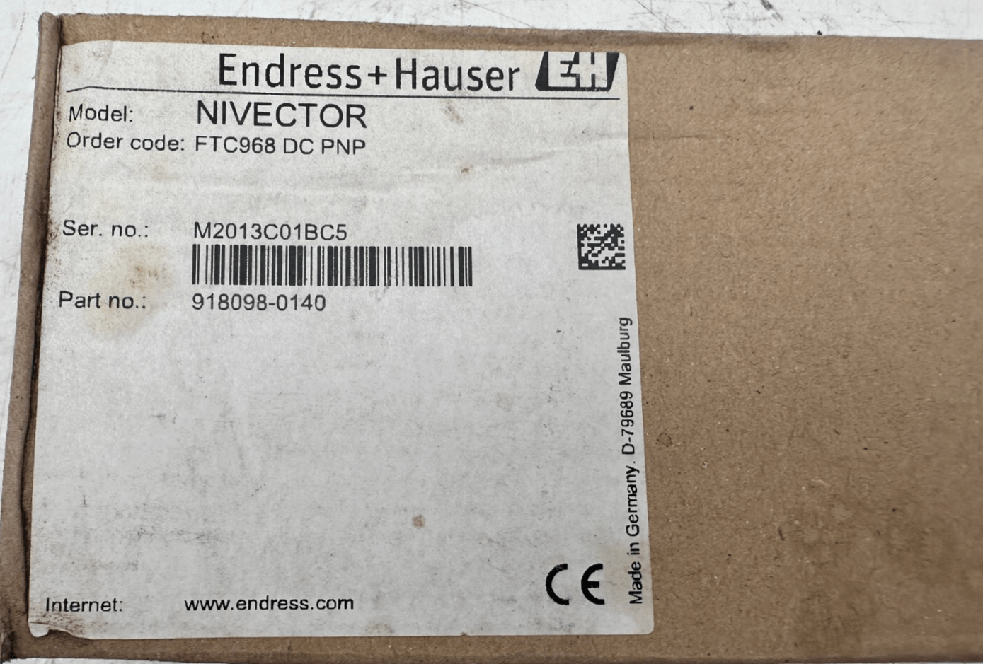 ENDRESS+HAUSER NIVECTOR FTC968 DC PNP 918098 - 0140 DETECTEUR DE NIVEAU x1pc - KLR Automation