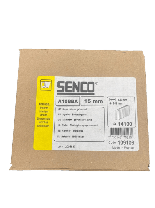 SENCO 109106 A10BBA 15mm AGRAFES ELECTROZINGUEES 14100pcs x2pc - KLR Automation