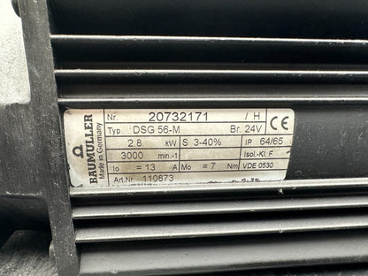 BAUMULLER DSG 56 - M 2.8kW 3 - 40% 3000 min - 1 24V SERVO MOTEUR - KLR Automation