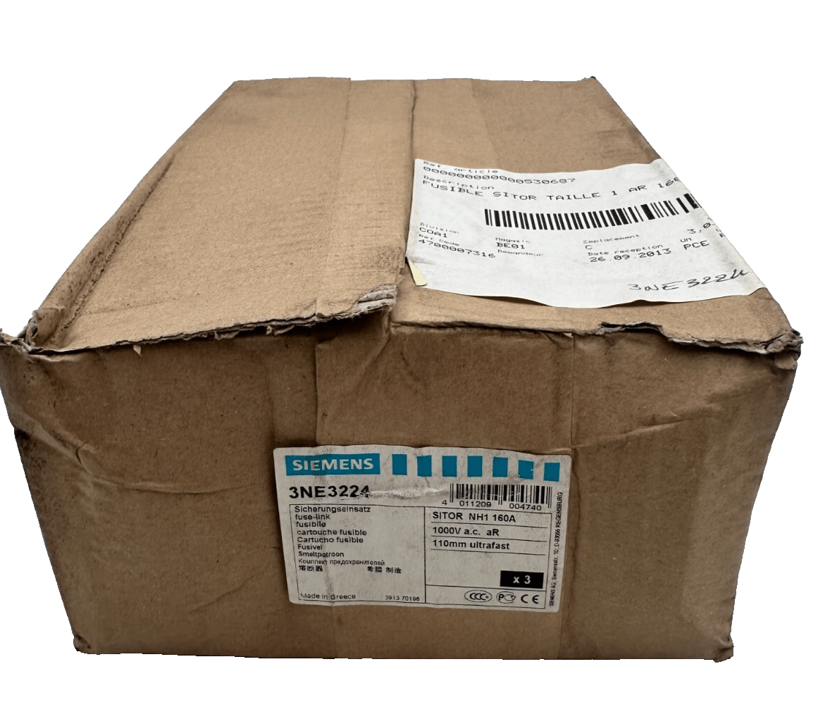 SIEMENS 3NE3224 SITOR NH1 160A 1000 VAC CARTOUCHE FUSIBLE x3pc - KLR Automation