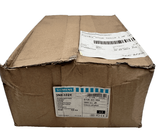 SIEMENS 3NE3224 SITOR NH1 160A 1000 VAC CARTOUCHE FUSIBLE x3pc - KLR Automation
