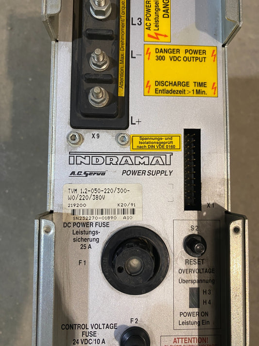 INDRAMAT TVM 1.2-050-220/300-W0/220/380V  SERVO CONTROLLER MODULE