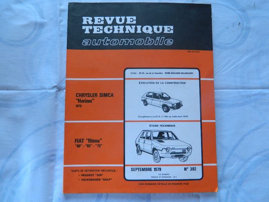 RTA  revue technique automobile etat comme neuf FIAT RITMO  60/ 65/ 75   n  392