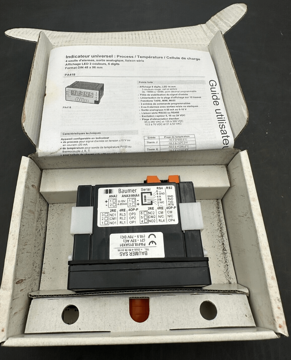 BAUMER PA418.015AX01 INDICATEUR UNIVERSEL PROCESS/TEMPERATURE/CELLULE DE CHARGE - KLR Automation