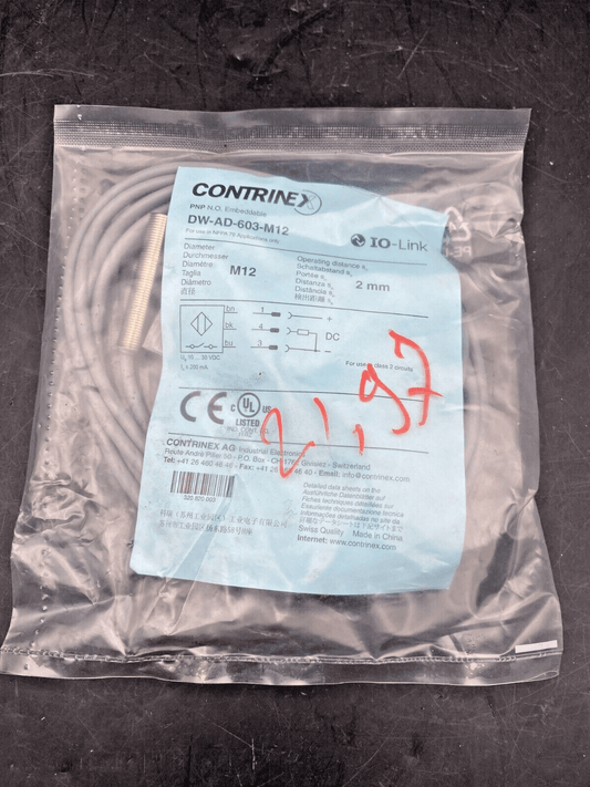 CONTRINEX DW - AD - 603 - M12 2mm INDUCTIVE PROXIMITY SENSOR - KLR Automation