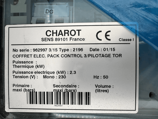 CHAROT PACK CONTROL 3 PILOTAGE TOR + 962997 3/15 TYPE 2196 COFFRET ELECTRIQUE - KLR Automation