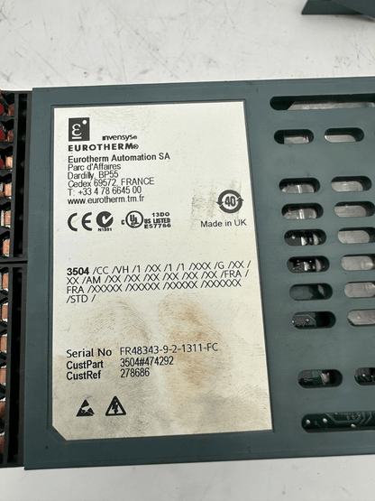 EUROTHERM 3504 3504/CC/VH/1/XX/1/1/XXX/G/XX/XX/AM 278686 TEMP. CONTROLLER x1pc - KLR Automation