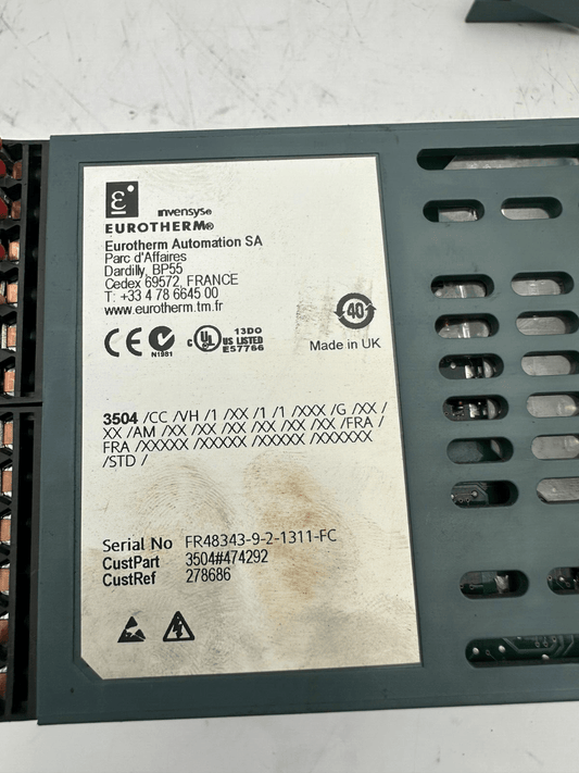 EUROTHERM 3504 3504/CC/VH/1/XX/1/1/XXX/G/XX/XX/AM 278686 TEMP. CONTROLLER x1pc - KLR Automation