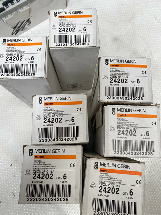 6 pc x Merlin Gerin Schneider multi 9 24202 C60N 2P C 16A 