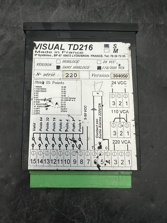VISUAL TD216.S 110/220 VCA VERSION 394050 SANS HORLOGE