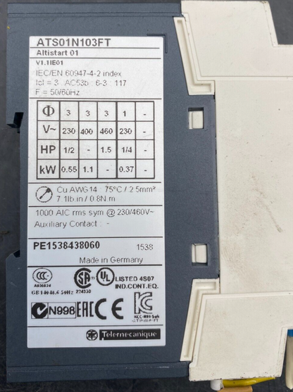 SCHNEIDER ELECTRIC ATS01N103FT ALTISTART V1.1IE01 x2pc