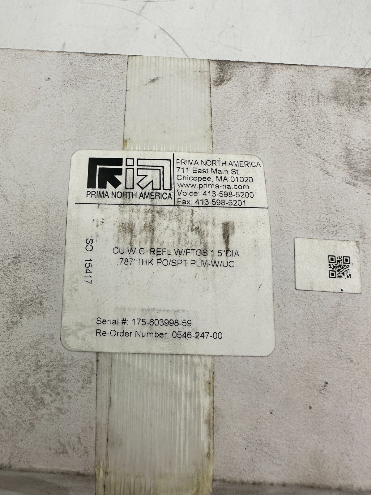2p x INFRARED CU W.C. REFL W/FTGS 1.5’’ DIA 787’’THK PO/SPT PLM-W/UC 0546-247-00