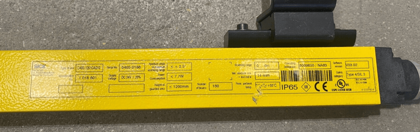 SICK C4000 C40S - 1201CA010 1018601 BARRIERE IMMATERIELLE DE SECURITE EMETTEUR - KLR Automation