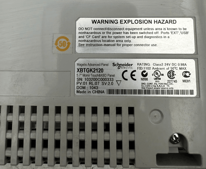 SCHNEIDER ELECTRIC XBTGK2120 MAGELIS ADVANCED PANEL 5.7" TOUCH & KBD PANEL PV - KLR Automation
