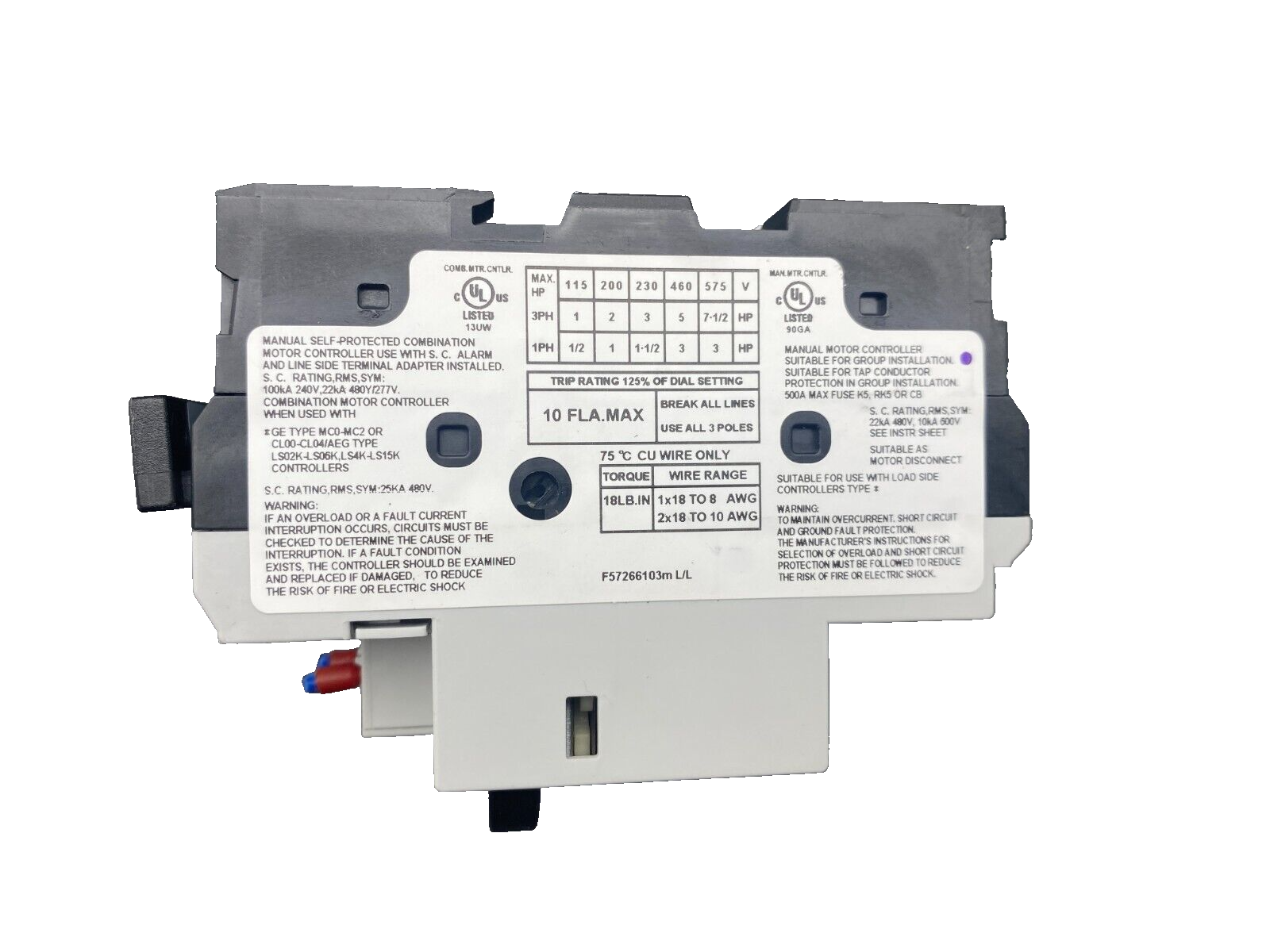 GENERAL ELECTRIC GPS1BSAG MOTOR STARTER x2pc