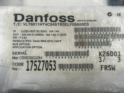DANFOSS VLT 6000 175Z7053 VLT6011HT4C54STR3DLF00A00C0 11,5kVA