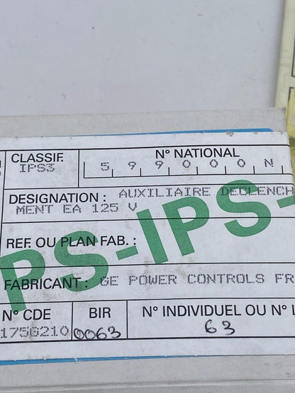 GE auxiliaire déclenchement ea 125v I99000NP - KLR Automation
