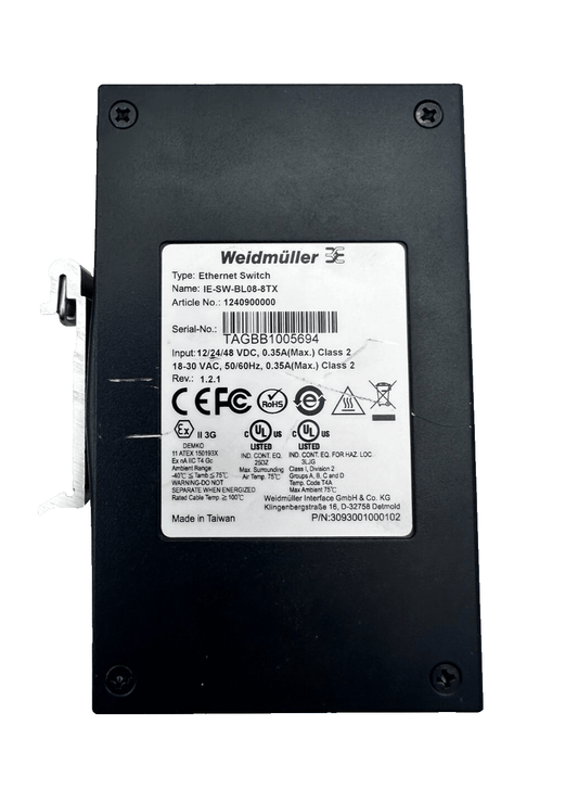 WEIDMULLER IE - SW - BL08 - 8TX 1240900000 ETHERNET SWITCH - KLR Automation