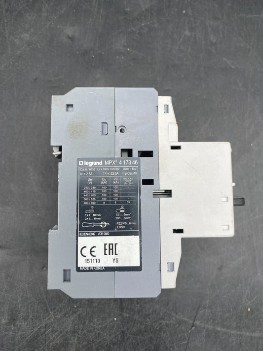LEGRAND MPX32MA 2.5A MAGNETIC MOTOR CIRCUIT BREAKER