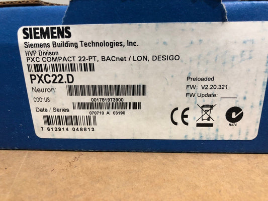 SIEMENS PXC22.D Automation station with 22 data points BACnet on LonTalk CK@ - KLR Automation