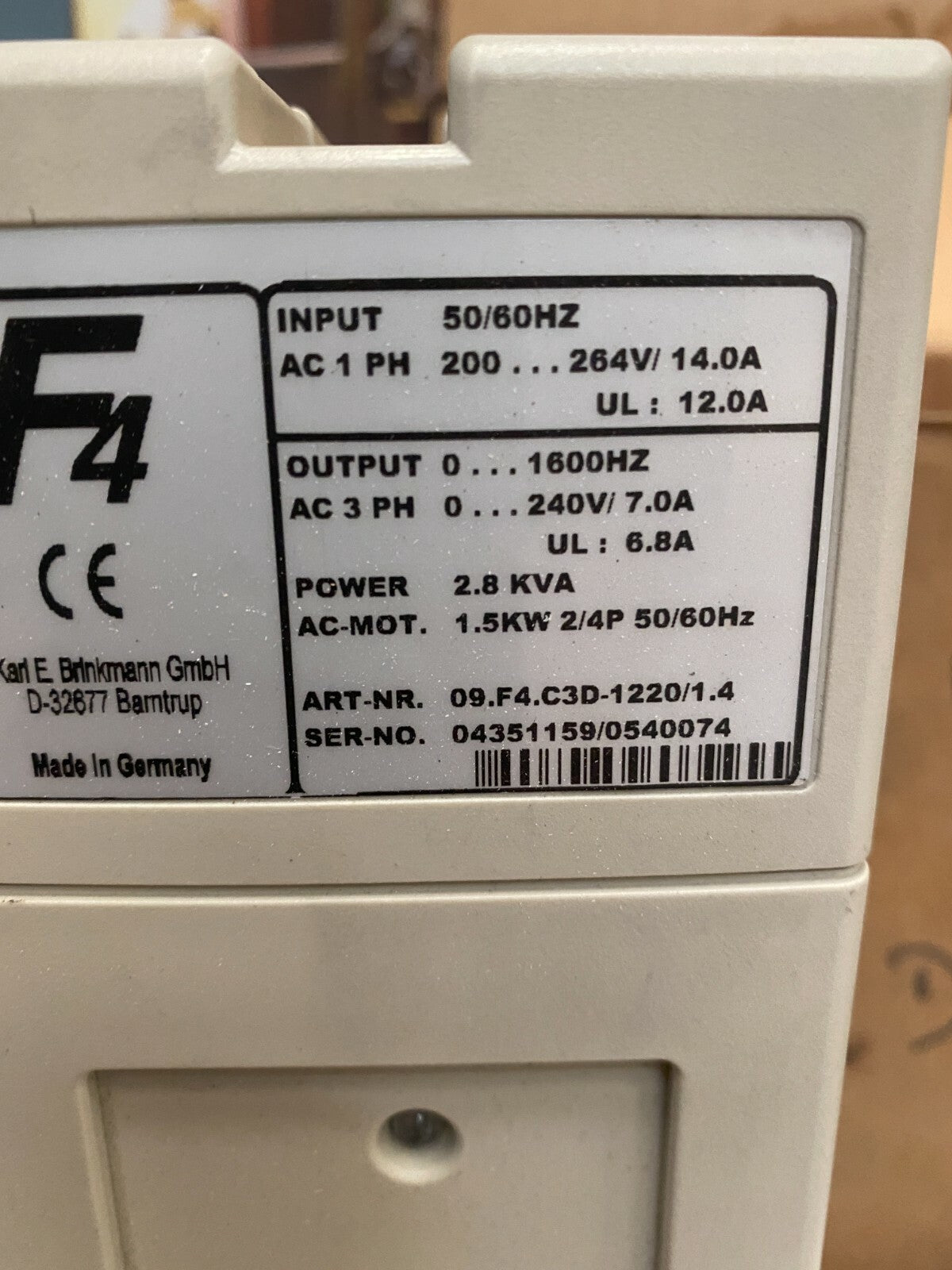 KEB Combivert Drive  F4  09.F4.C3D-1220/1.4   2.8Kva F4-S F4-C   OLD STOCK NEW