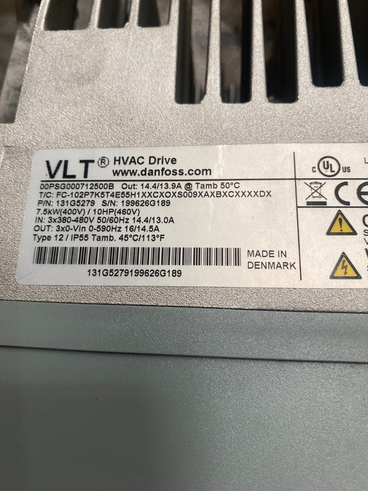 Danfoss VLT HVAC Drive FC-102 131G5279 7,5kw