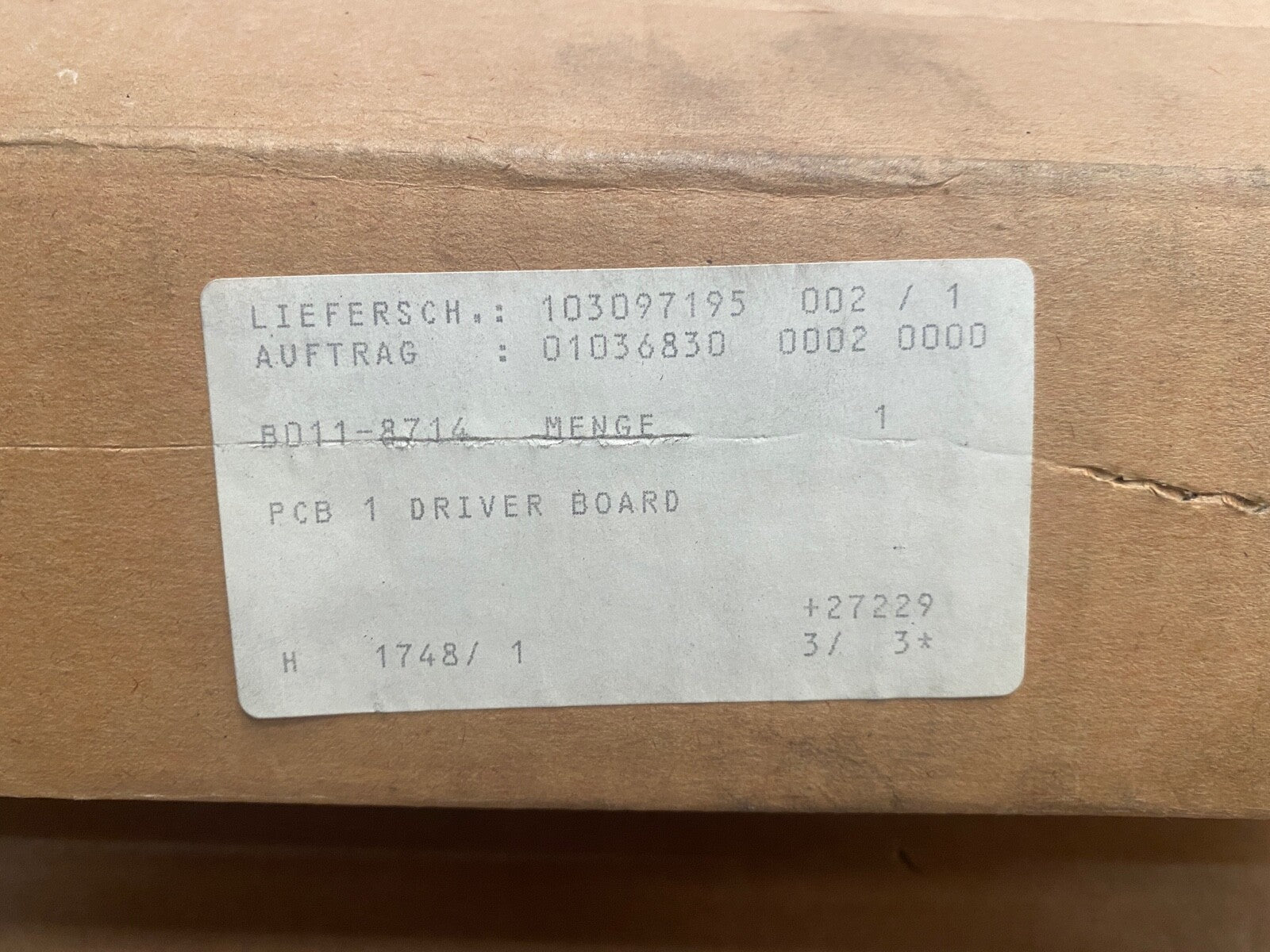 PCB 1 DRIVER BOARD B011 - 8714 M3030 391.01 - 01 - 84 - 00 - 000. 118714 118713 PCB1 - KLR Automation