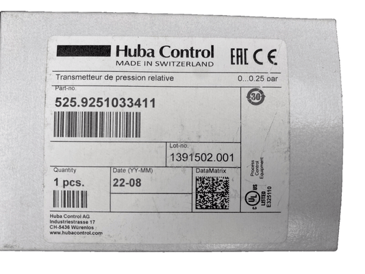 1pc x HUBA CONTROL 525.9251033411 TRANSMETTEUR DE PRESSION RELATIVE - KLR Automation