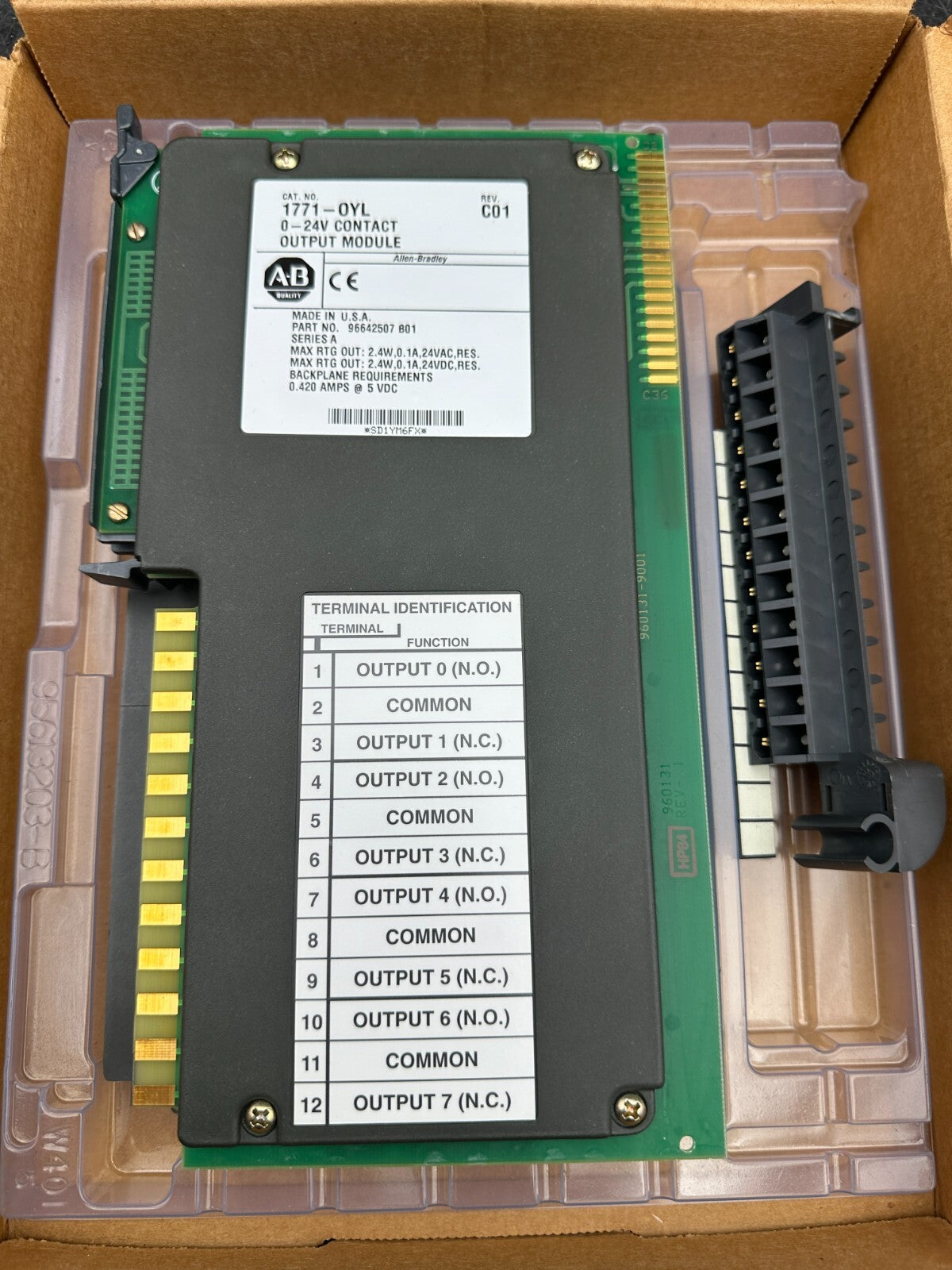 ALLEN-BRADLEY 1771-OYL 0-24V CONTACT OUTPUT MODULE 1771OYL