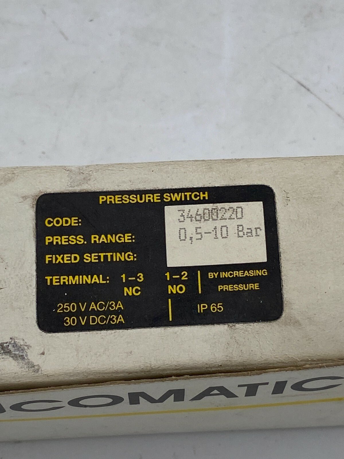ASCO JOUCOMATIC PRESSURE SWITCH CODE: 34600220 - KLR Automation