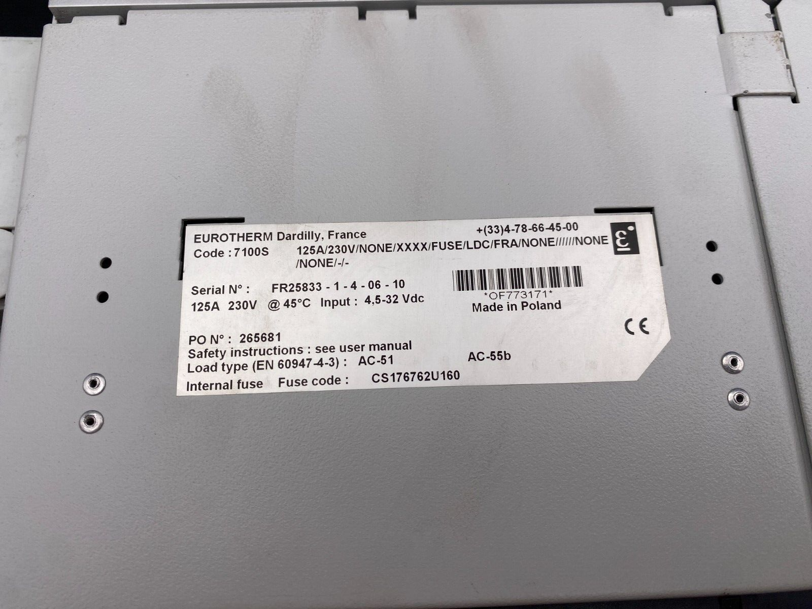 EUROTHERM 7100S 125A/230V/NONE/XXXX/FUSE/LDC/FRA/NONE SMART CONTROLLER