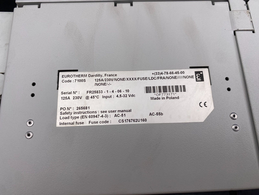 EUROTHERM 7100S 125A/230V/NONE/XXXX/FUSE/LDC/FRA/NONE SMART CONTROLLER