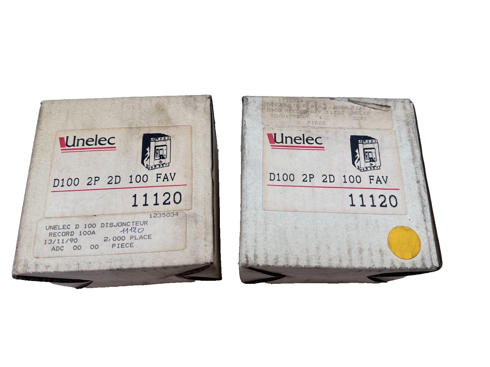 GE UNELEC 11120 D100 2P 2D 100 FAV DISJONCTEUR RECORD 100A x1pc