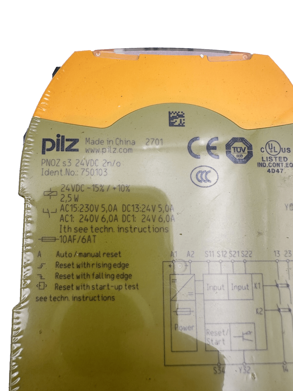 PILZ 750103 PNOZ S3 24VDC 2N/O SAFETY RELAY x1pc - KLR Automation