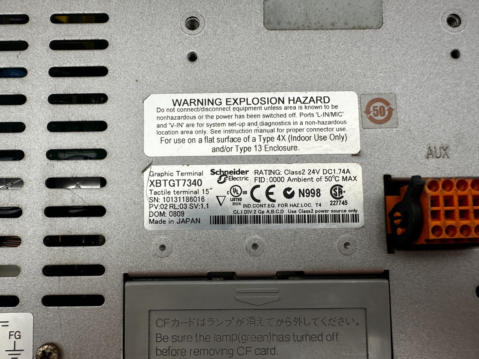 TELEMECANIQUE XBTGT7340 GRAPHIC TACTILE TERMINAL 15" MAGELIS PV:02 RL:03 SV:1.1 - KLR Automation