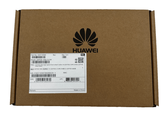 HUAWEI QSFP28 - 100G - CU1M 02311KNW QSFP 100G HIGH SPEDD DIRECT - ATTACH CABLES 1M x1 - KLR Automation