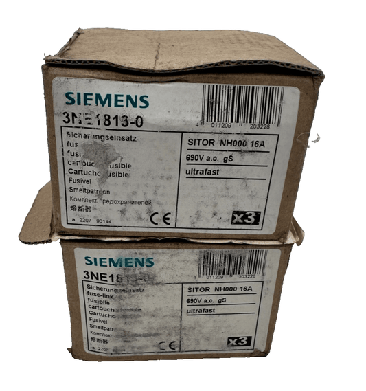 SIEMENS 3NE1813 - 0 SITOR NH000 16A 690VAC CARTOUCHE FUSIBLE x3pc - KLR Automation