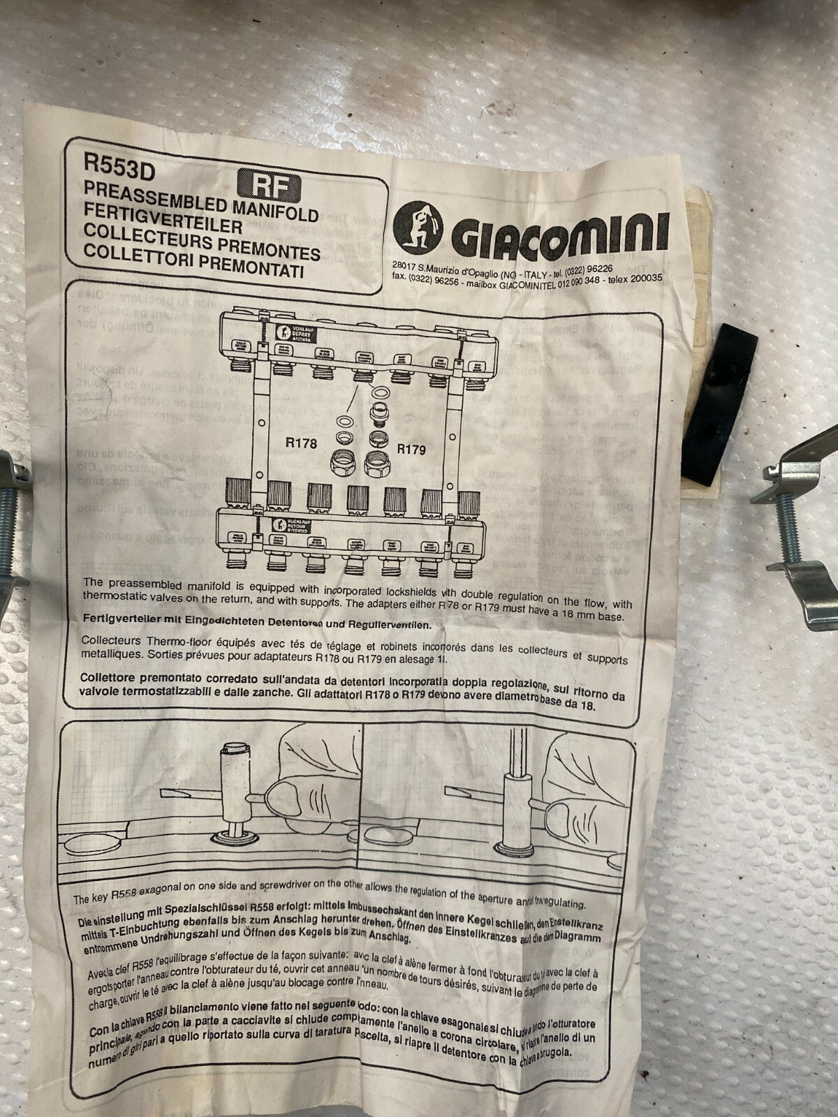 R553D Collecteur de climatisation pré - assemblé. GIACOMINI - KLR Automation
