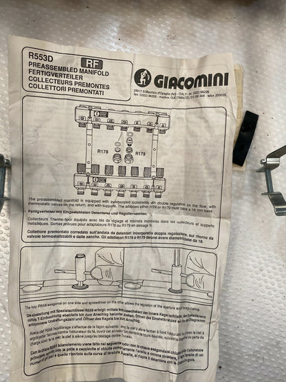R553D Collecteur de climatisation pré - assemblé. GIACOMINI - KLR Automation