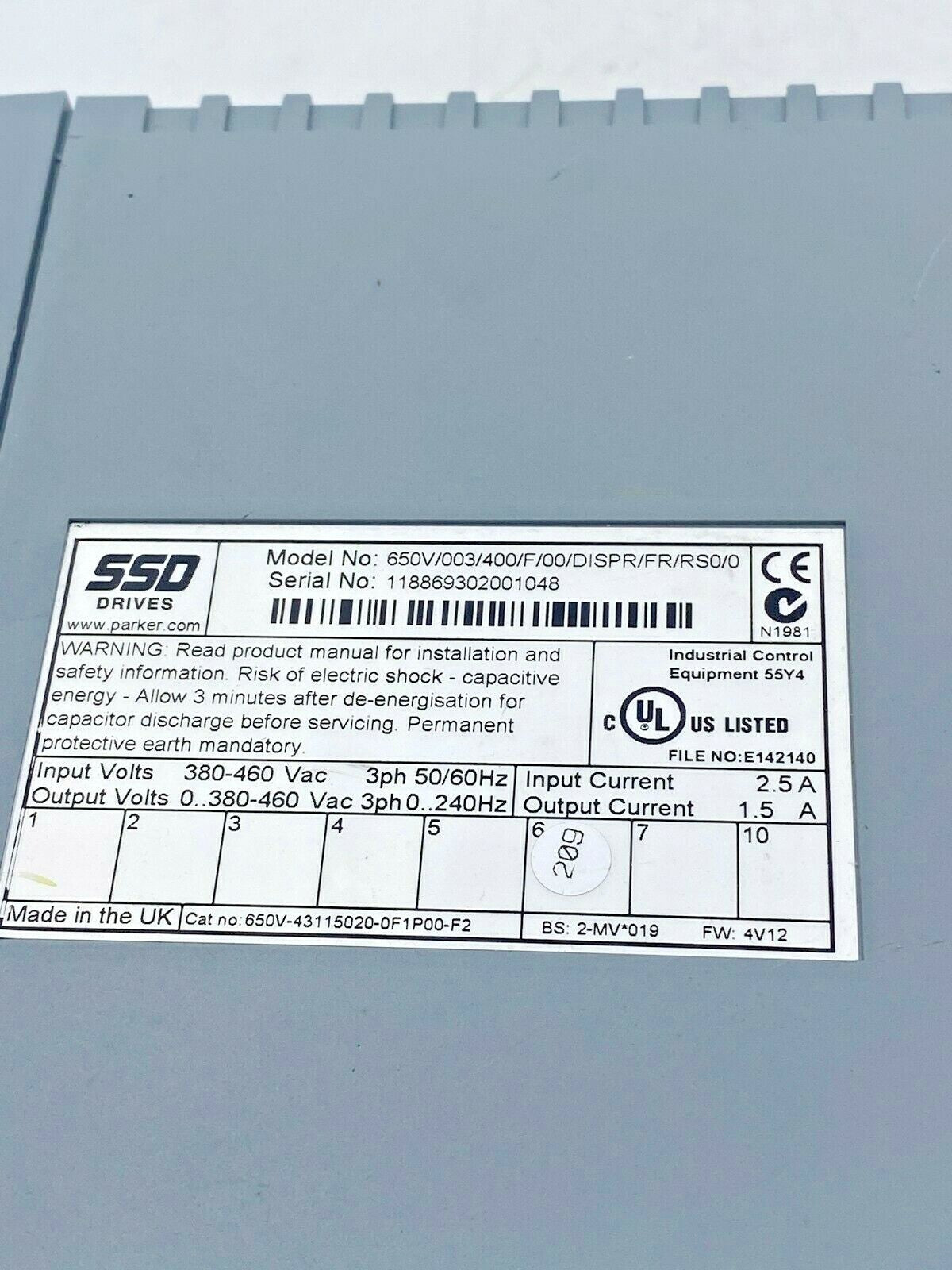 650V/003/400/F/00/DISPR/FR/RSO/0 PARKER 650 series EUROTHERM DRIVES - KLR Automation