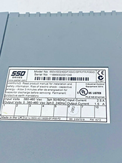 650V/003/400/F/00/DISPR/FR/RSO/0 PARKER 650 series EUROTHERM DRIVES - KLR Automation
