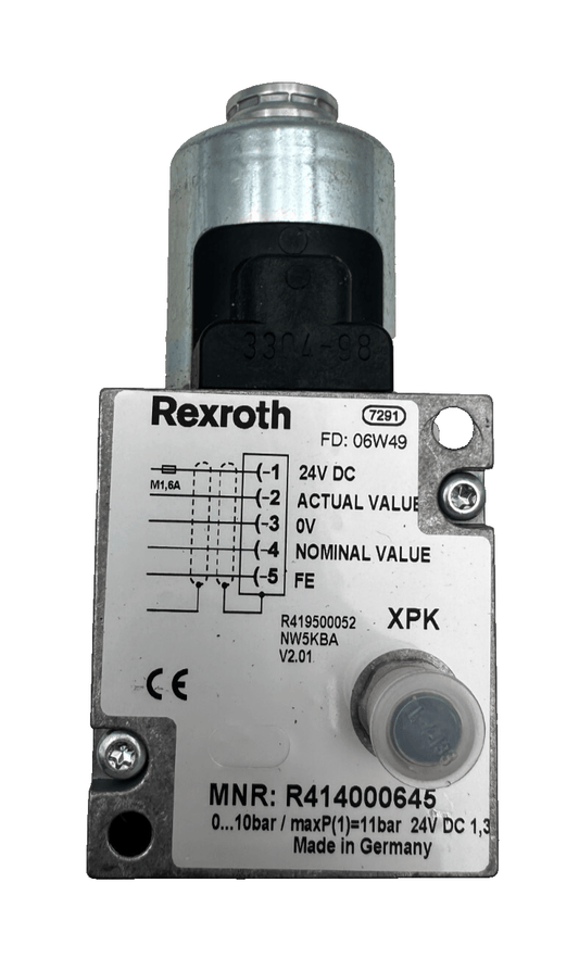 REXROTH MNR R414000645 VALVE 7291 R419500052 NW5KBA FD 06W49 - KLR Automation
