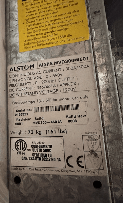 GE ALSTOM ALSPA MVD300 - 4601 ELDRE 41Y7151/10 ISSUE - B VARIATEUR DE VITESSE MV3000 - KLR Automation
