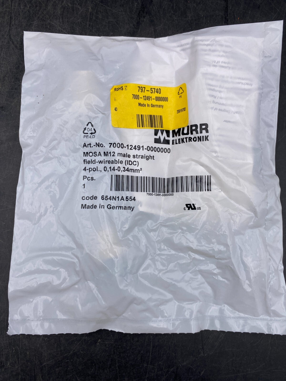 LOT DE 7 MURR ELEKTRONIK 7000-12491-0000000 MOSA M12 MALE STRAIGHT