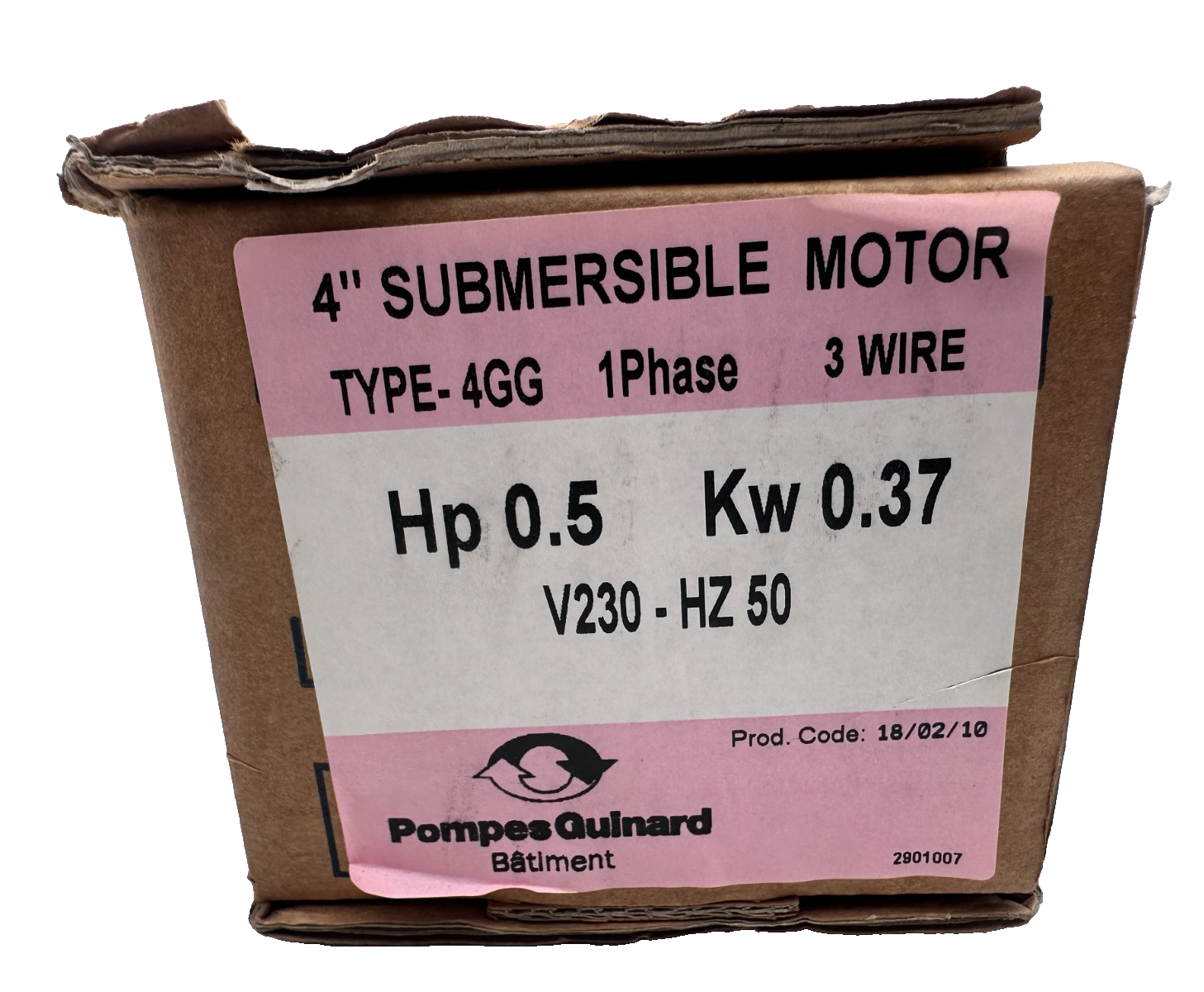 POMPES GUINARD 4GG 4" SUBMERSIBLE MOTOR 0.5 Hp 0.37Kw 230V 50Hz 1 PHASE 3 WIRE