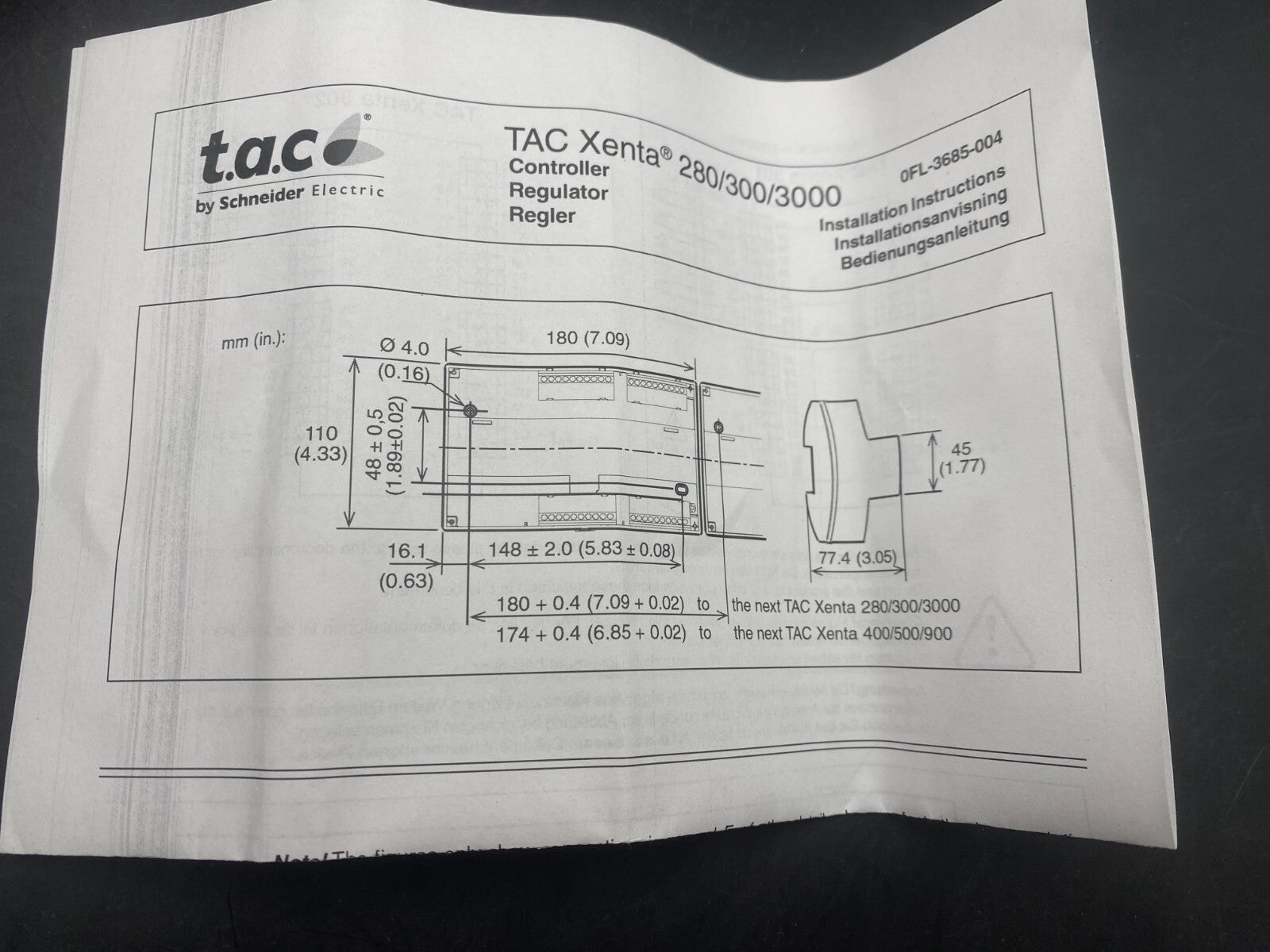 SCHNEIDER ELECTRIC TERMINAL PART TAC XENTA 280/300/3000 007309010 TD-2010-W06-39