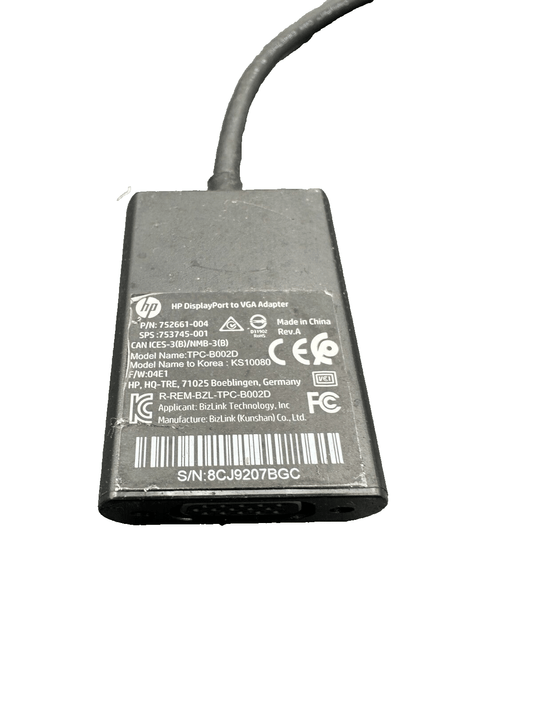 HP TPC - B002D 753745 - 001 DISPLAY PORT TO VGA ADAPTER - KLR Automation