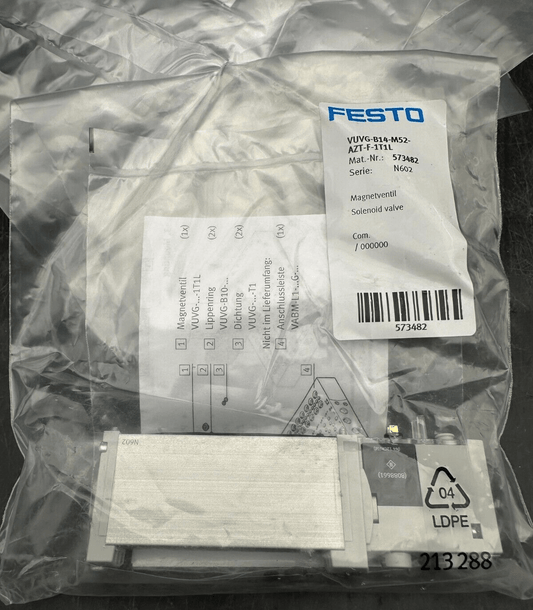 FESTO 573482 VUVG - B14 - M52 - AZT - F - 1T1L SOLEINOID VALVE - KLR Automation