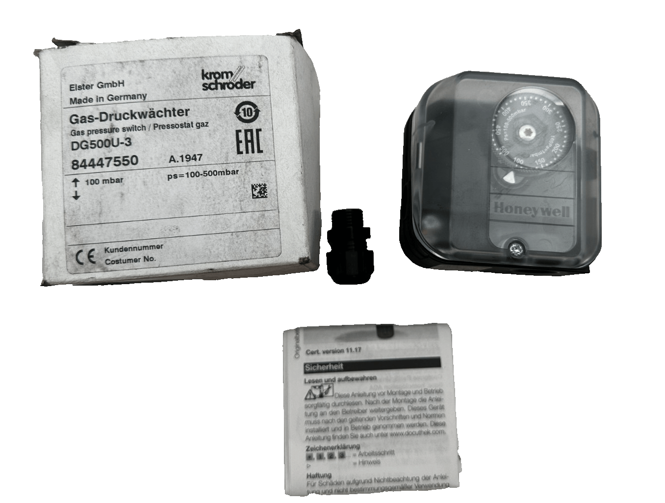 KROM SCHRODER DG500U - 3 84447550 GAS PRESSURE SWITCH 100mbar - KLR Automation